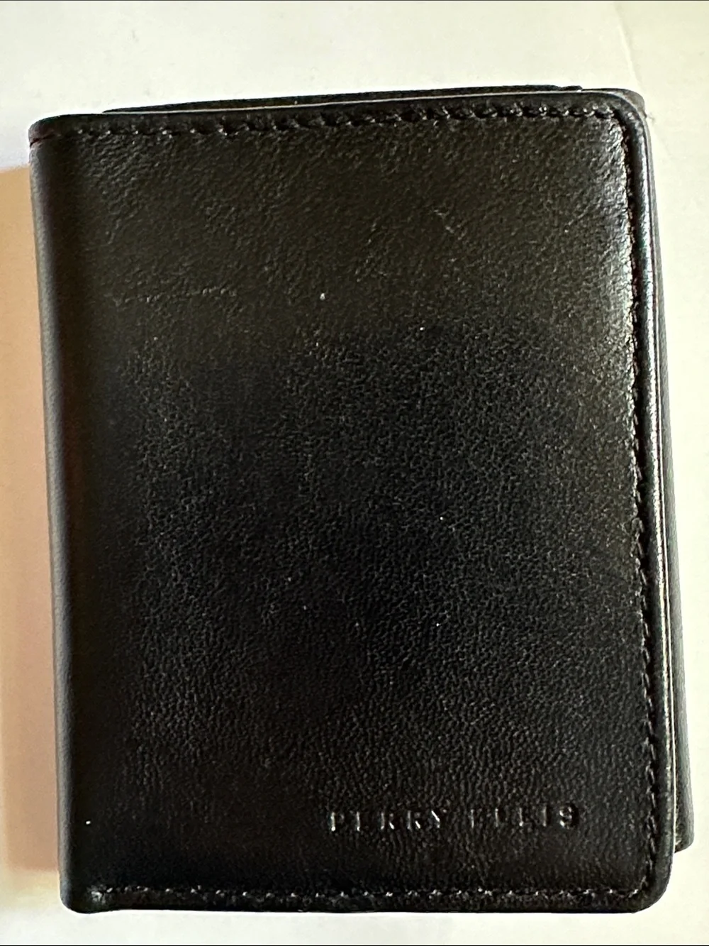 NWOT Perry Ellis Black Leather Tri-Fold Card & ID Holder